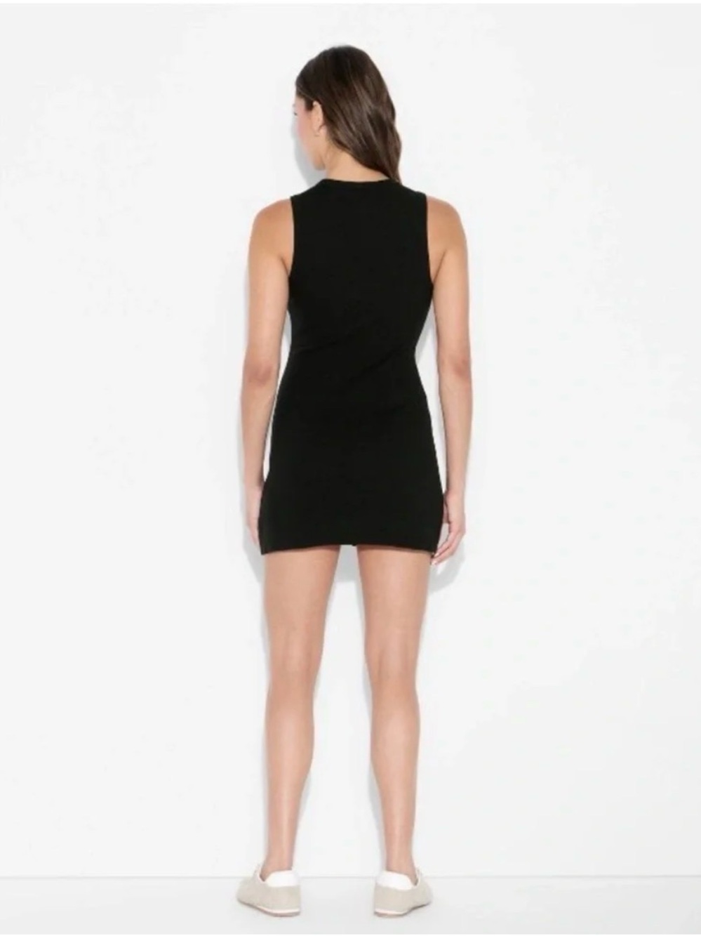 Black Button-Front Mini Dress - Picture 3 of 5